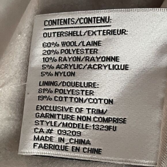 Pea Coat Women's Size 16 Wool Blend Cream/Ivory Button Up Career - Picture 8 of 16